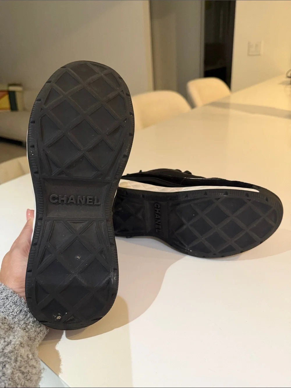 CHANEL Black and White Men's Sporty Trainer Sneaker